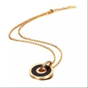 Big Onyx Pendant Necklace Stainless Steel Necklace Gold Plating OEM