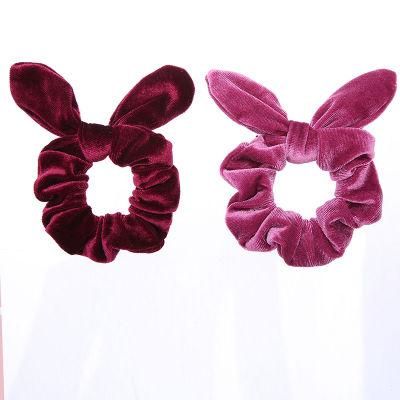 Colorful Velvet Elastic Hair Scrunchies with Bowknot Hair Band