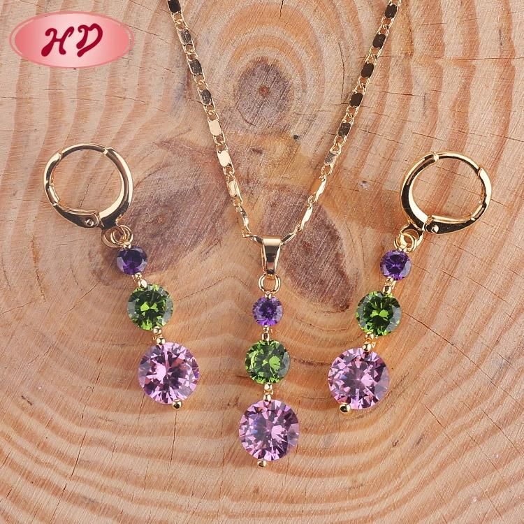 Wholesale Women 18K Gold Earring Necklace Model Jewelry Set for Lady