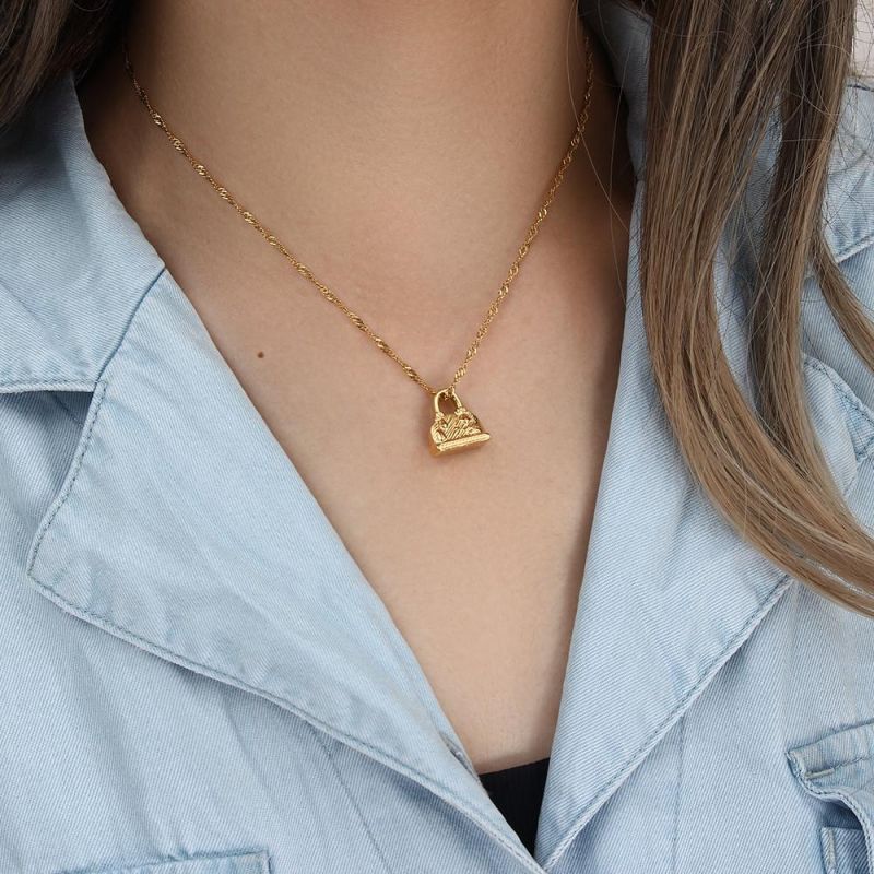 Manufacturer Custom Gold Filled Fashion jewellery High Quality Waterproof None Fade Fashion Lock Gold Necklace Jewellery 18K Stainless Steel Jewelry