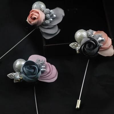 Decoration Metal Lapel Pin Handmade Fabric Lapel Flower Pin Brooch