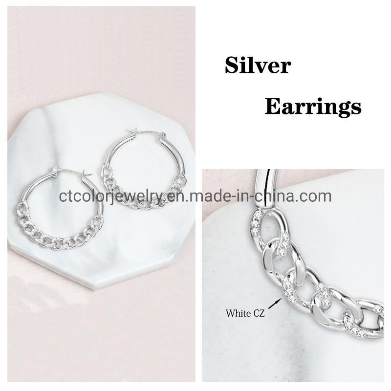 2022 New fashion jewelry 925 silver hoop earring 5A zircon shaped lock earrings