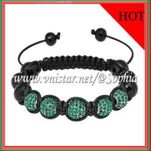 Emerald Rhinestone Beads Macrame Bracelet