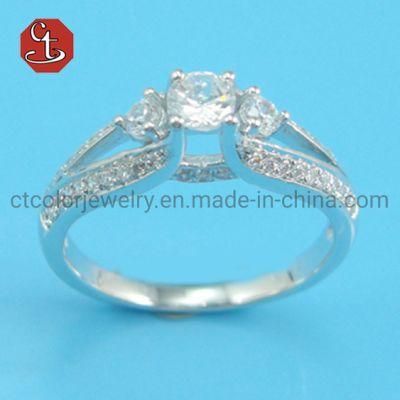 High Quality 925 Sterling Silver Wedding Ring Round CZ Finger Rings for Women Silver Engagement Jewelry