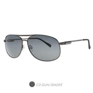 Metal Polarized Sunglasses, Two Bridge Fashion Round Frame M9002-03