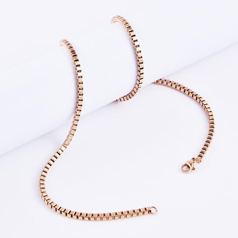 Wholesale Gold Plated Gold Silver White Rose Gold Box Link Chain Necklace Cut Meters for Men Women