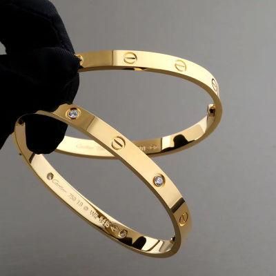 Jewelry 316 Stainless Steel Love Screwdriver Inlaid CZ Zircon Stone Bangle Bracelet Love Cross Design Bangles Bracelet