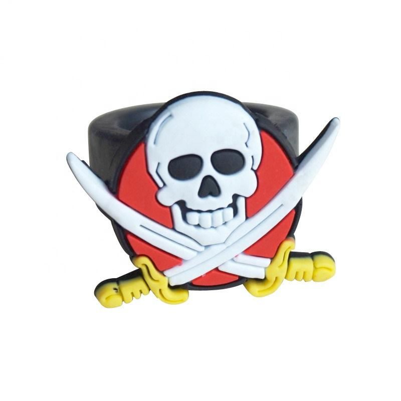 Wholesale Kids Soft Rubber Pirate Skull Ring Toy for Kids