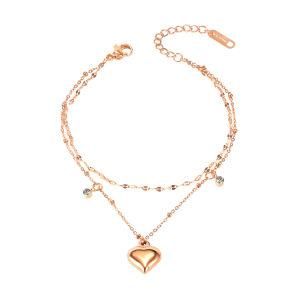 Fashion Designadjustable Double Stainless Steel Chain Heart &#160; Women Bracelet