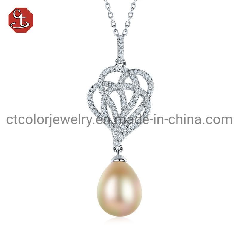Fashion 925 silver wholesale factory price high quality earring and necklace shell pearl jewelry set for elegant women