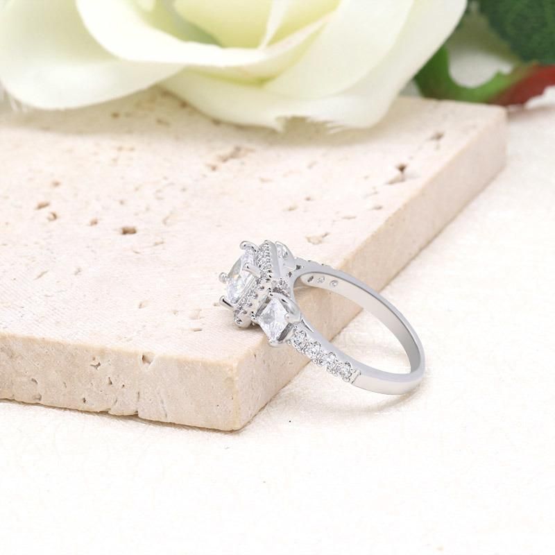 Baguette Zircon Women′s Square AAA Zircon Wedding Rings