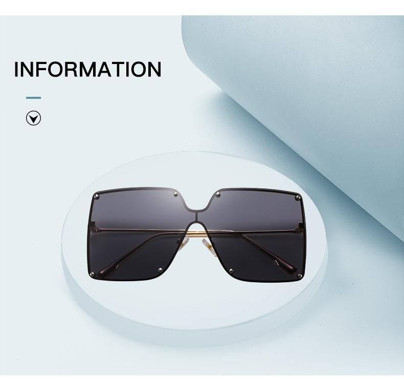 Metal Big Frame One-Piece Sunglasses Female European and American Trend Jelly Color Sunglasses Square Ocean Lens Glasses