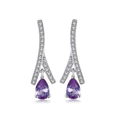 Pear Created Alexandrite Sapphire Drop Earrings Elegant 925 Sterling Silver Jewelry