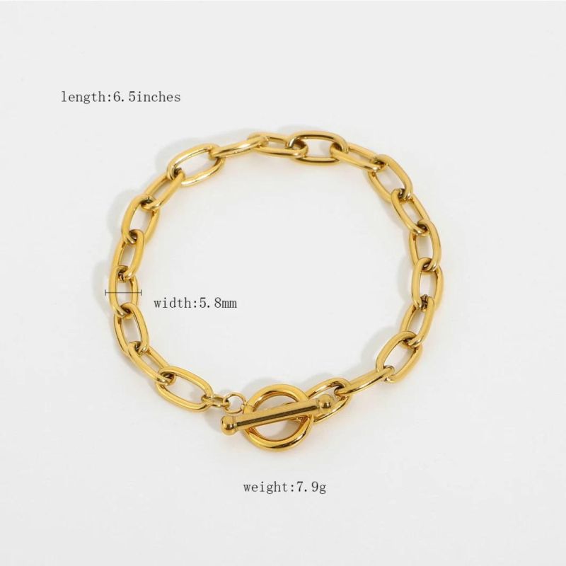 Stainless Steel Jewelry Ancher Chain Bracelet 14K/18K Gold Plated