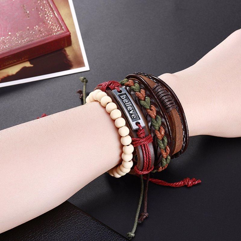 Fashion Hand Made Rope and Leather Bracelet Jewelry