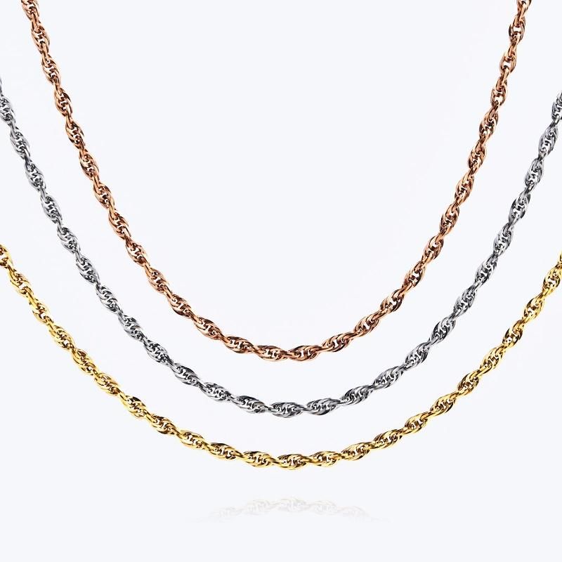 Fine Jewelry Stainless Steel Triplicate Square Wire Cable Chain Jewelry Design Necklace for Men and Women Fashion Accessories
