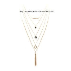 Multi Layer Dainty Tribal Long Layered Thin Chain Pendant Necklace