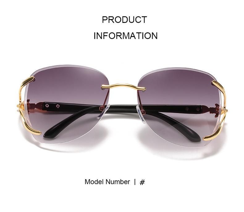 2020 Frameless Two Tone Metal Designer Women Sunglasses