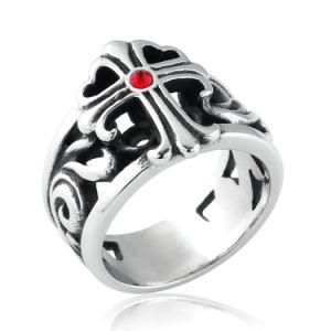 Fashion 316L Stainless Steel Jewelry Red Cross Ring