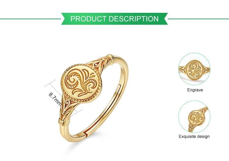 Fashion Popular 925 Silver Jewelry Women Minimalist Signet Flower Ring