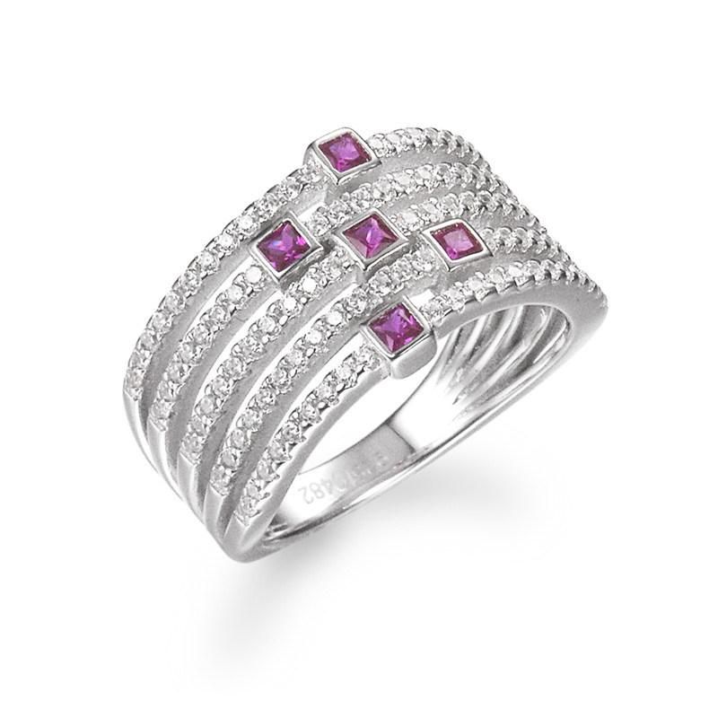 Fashion 925 Sterling Silver Rainbow CZ Ring