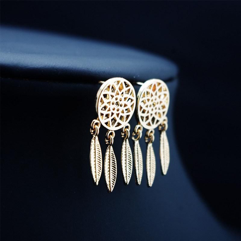 Women′s Bohemian Dream Catcher Feather Shape Earrings