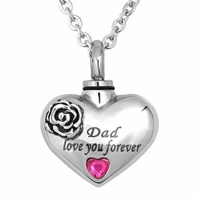 Dad Heart Necklace Urn Cremation Memorial Jewelry for Human