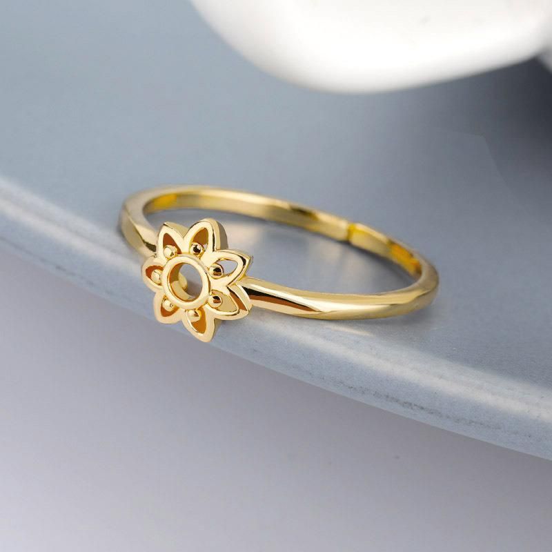 Fashion Small Flower Hollow out Open Adjusment Gold Plated Ring