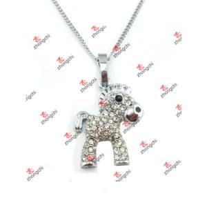 Custom Alloy Crystal Horse Animal Charms Pendant Necklace (CHA60128)