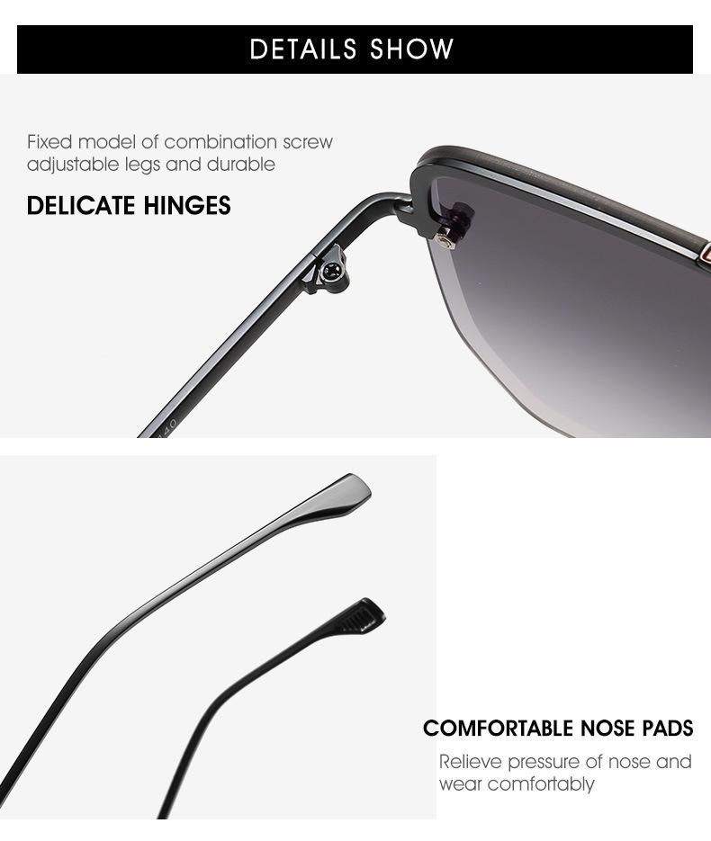 One PCS Brand Square Shape Metal Sunglasses