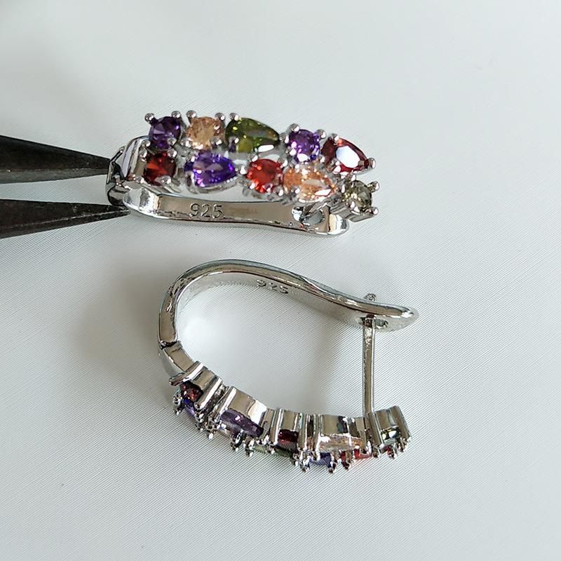 Wholesale Burst Accessories Electroplating Color Zircon Earrings