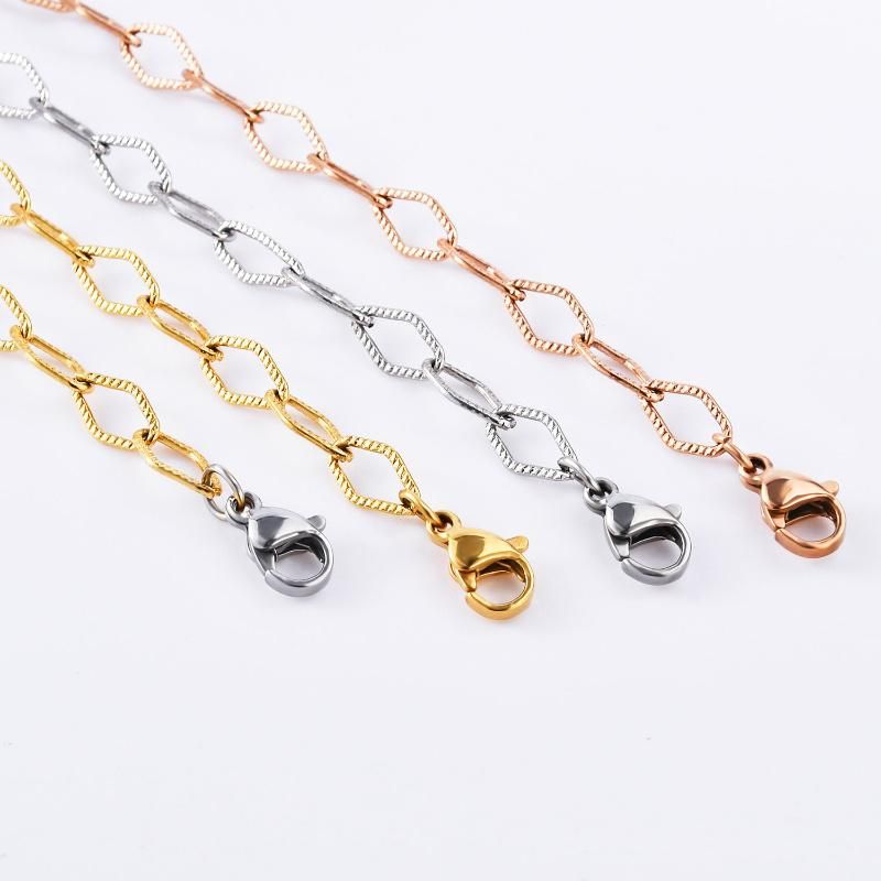 Trendy Empty Rhombic-Shaped Curb Chain Link Necklace Customized Width Jewelry Making for Men Women