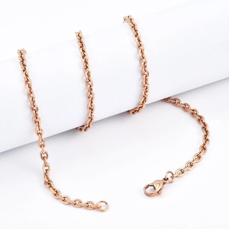 Flat Crossed Stainless Steel Chain Necklace Gold Plated as Costume Accessories
