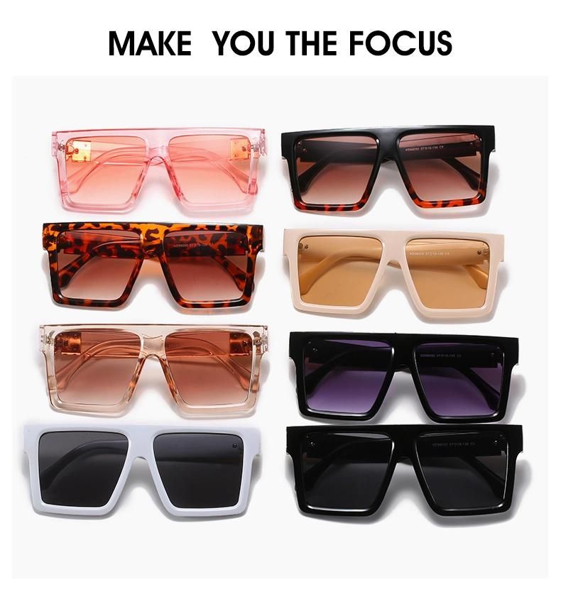 Fashion Sunglasses European and American Big Frame Sunglasses Retro Frame Long Face Sunglasses Women Bright Black Glasses
