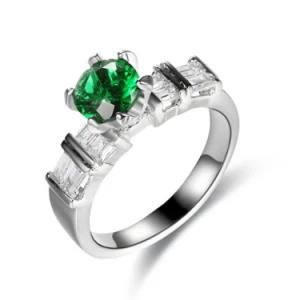 New Arrival 925 Sterling Silver Apple Green Zirconia Stone Ring