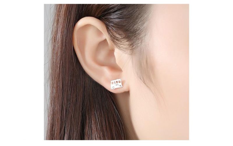 New Sliver Needle Car and Bus Ear Stud for Young Ladies