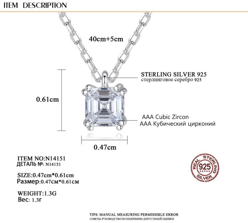 Fashion Silver Jewelry Zircon Pendant Women Necklace
