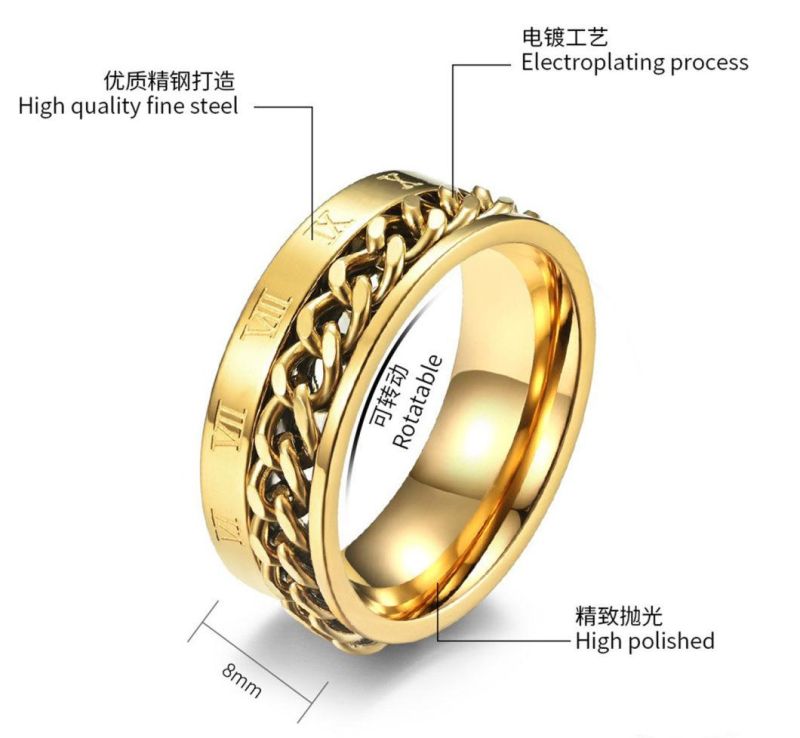 Fashion Ring Release Stress Spinner Ring The Beer Bottle Artifact Roman Numeral Rotatable Chain Ring