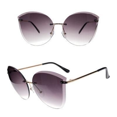 High Quality Rimless Metal Fashion Sunglasses for Women