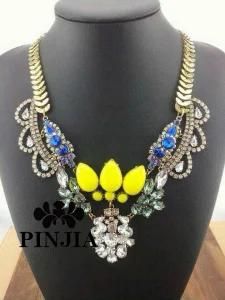 Statement Gold Chunky Pendant Diamante Necklace Fashion Jewelry