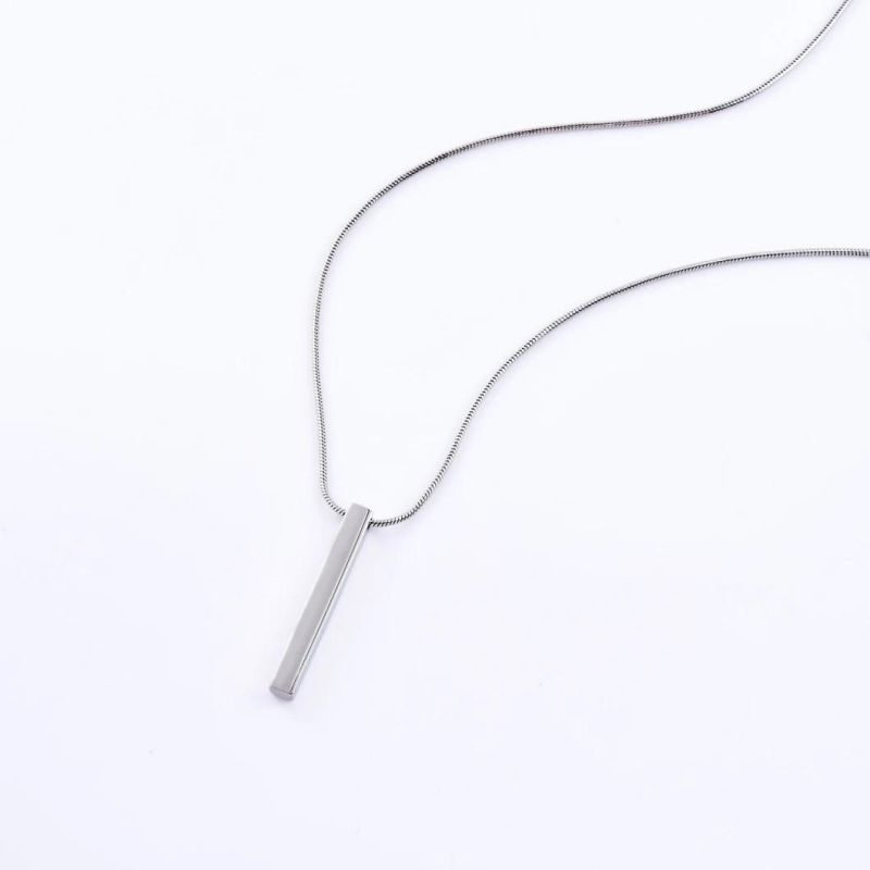 Fashion Jewelry Stainless Steel Elegant Bar Penant Necklace for Lady and Men Support Customized