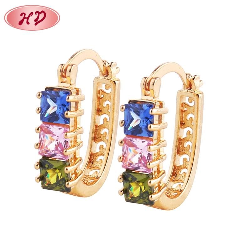 18K Gold Plated Hoop Huggie Zircon Earring for Women