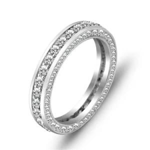 White Gold Plated Solid Silver CZ Band Wedding Ring