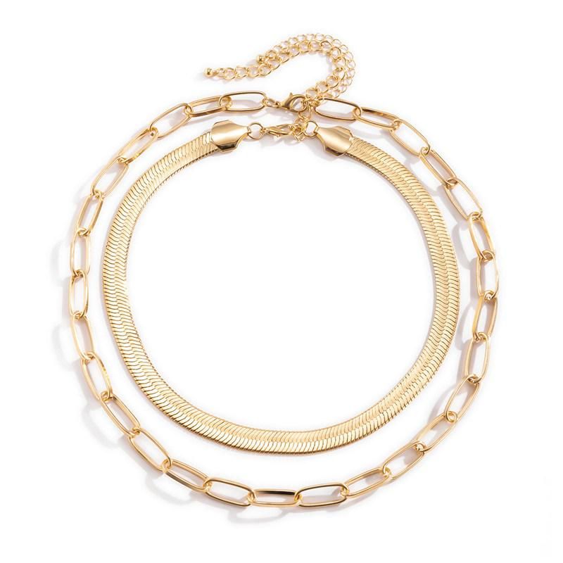 European and American 18K Gold Rhodium Plated Chick Snake Chain Necklace Link Chain Necklace for Women and Men Jewelry
