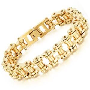 Mens Stainless Steel Gold Bike Chain Links Bicycle Bracelets