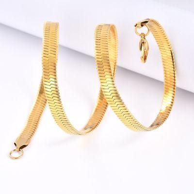 Free Sample Popular Herringbone Chain Anklet Layering Bracelet Necklace for Hip Hop Jewelry Design Stainless Steel Gold Plated