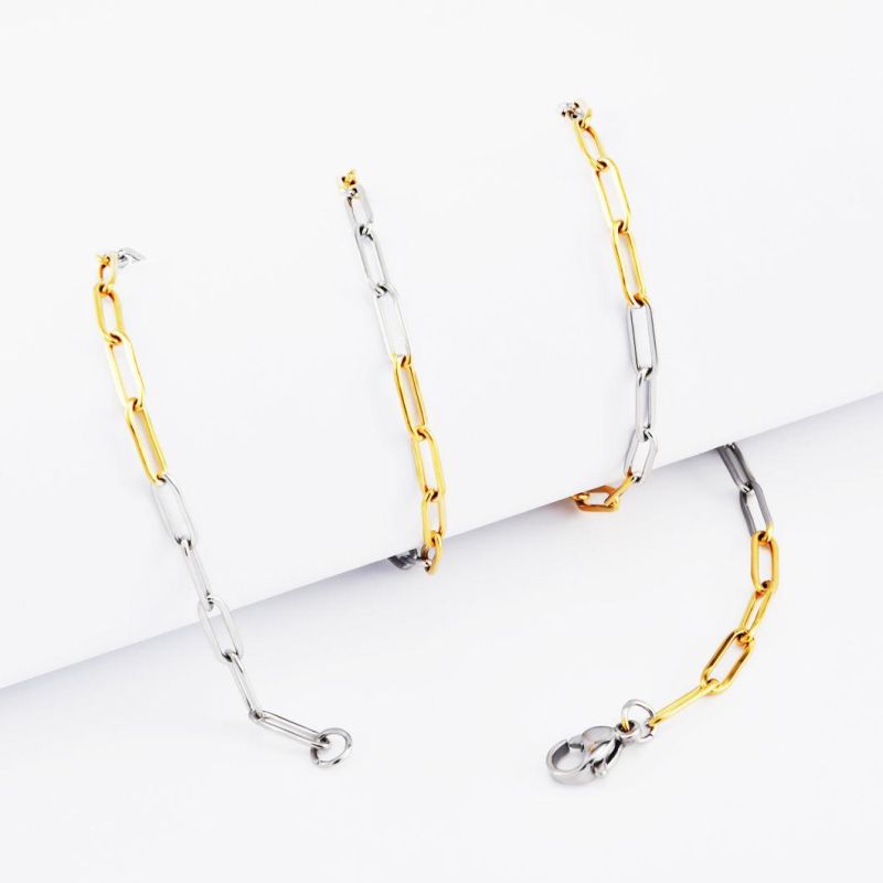 Fashion Gold Plated Stainless Steel Long Flat Cable Chain Jewelry Accessories for Anklet Bracelet Necklace Jewellery Making