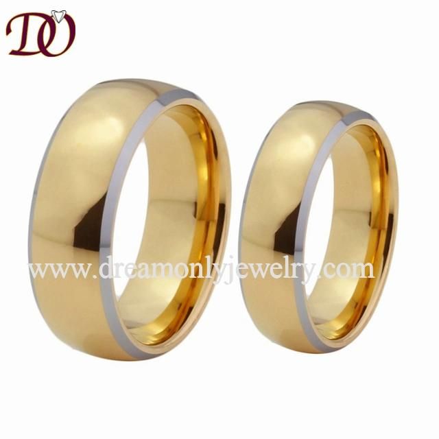 Mens and Women Tungsten Wedding Bands Gold Couple Rings for Lovers