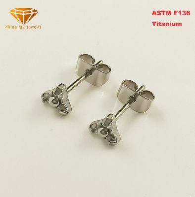 Fashion Jewelry Top Quality ASTM F136 Titanium Piercing CZ Ear Studs Earrings Tper11