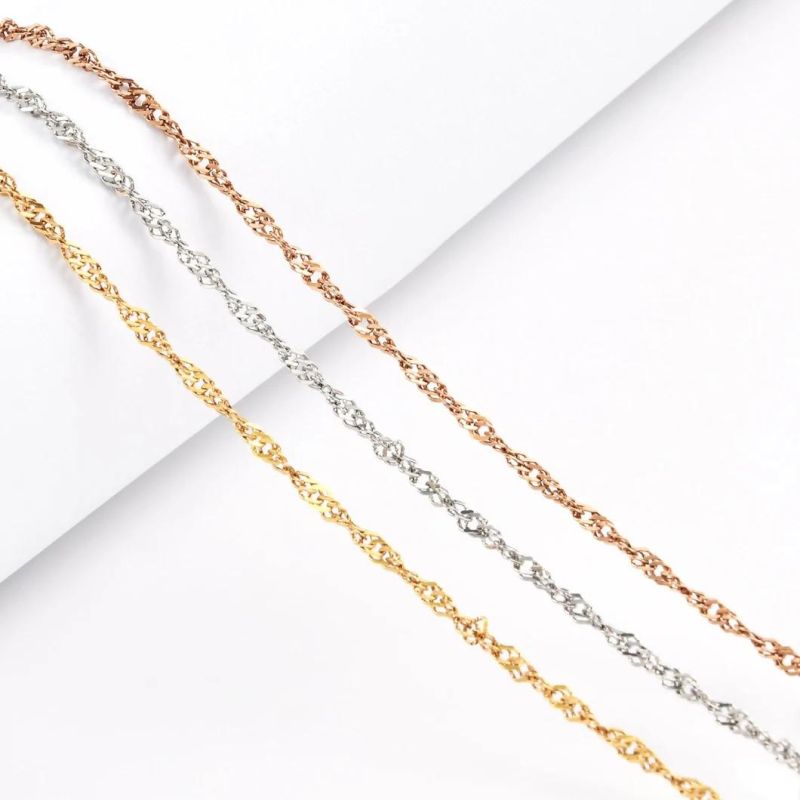 Popular Jewelry Stainless Steel Accessories Singapore Chain Necklace Bracelet 18K Gold Plated Jewellery for Lady